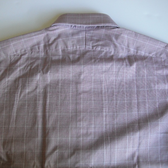 T.M.Lewin Burgandy with white Plaid Long Sleeve - Picture 3 of 7